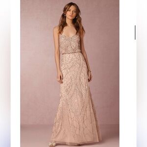 Adrianna Papell Blush Beaded Maxi Dress